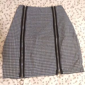 Ring Zipper Plaid Skirt